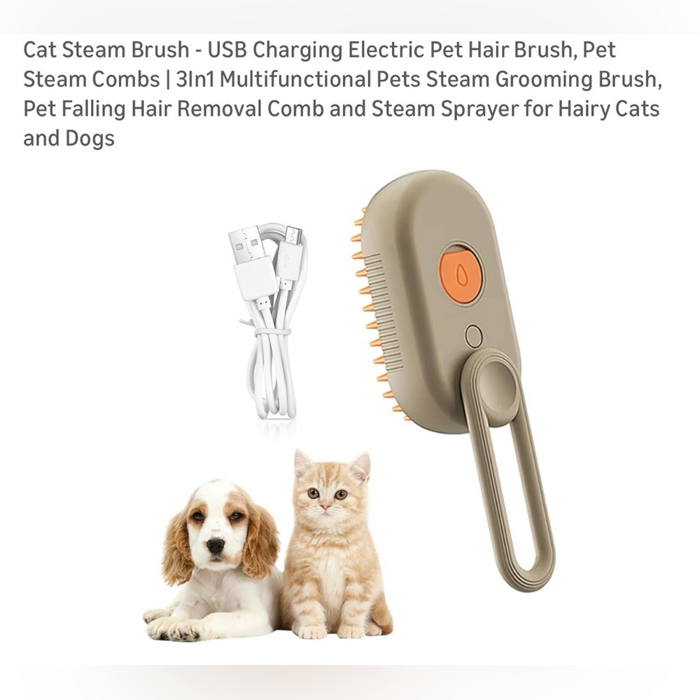 Hanlisee Pet Dog&Cat Steam Brush USB Charging Electric pet hair brush 3in 1